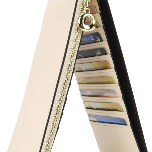 Women's RFID Blocking Genuine Leather Multi Card Organizer Wallet with Zipper Po - Picture 1 of 7